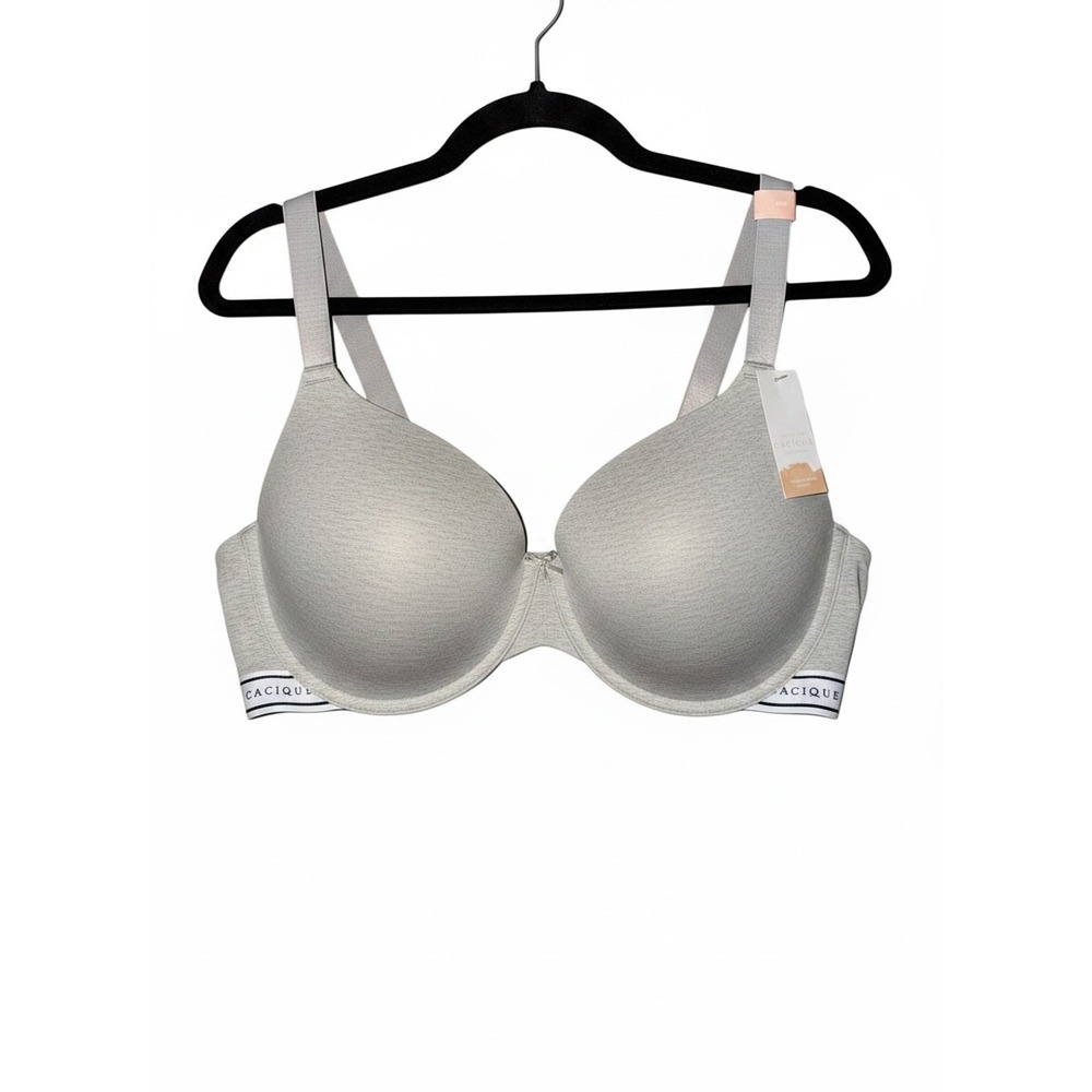 Cacique T-Shirt Bra Womens 48D Gray Cotton Lightly Lined Lane Bryant NWT